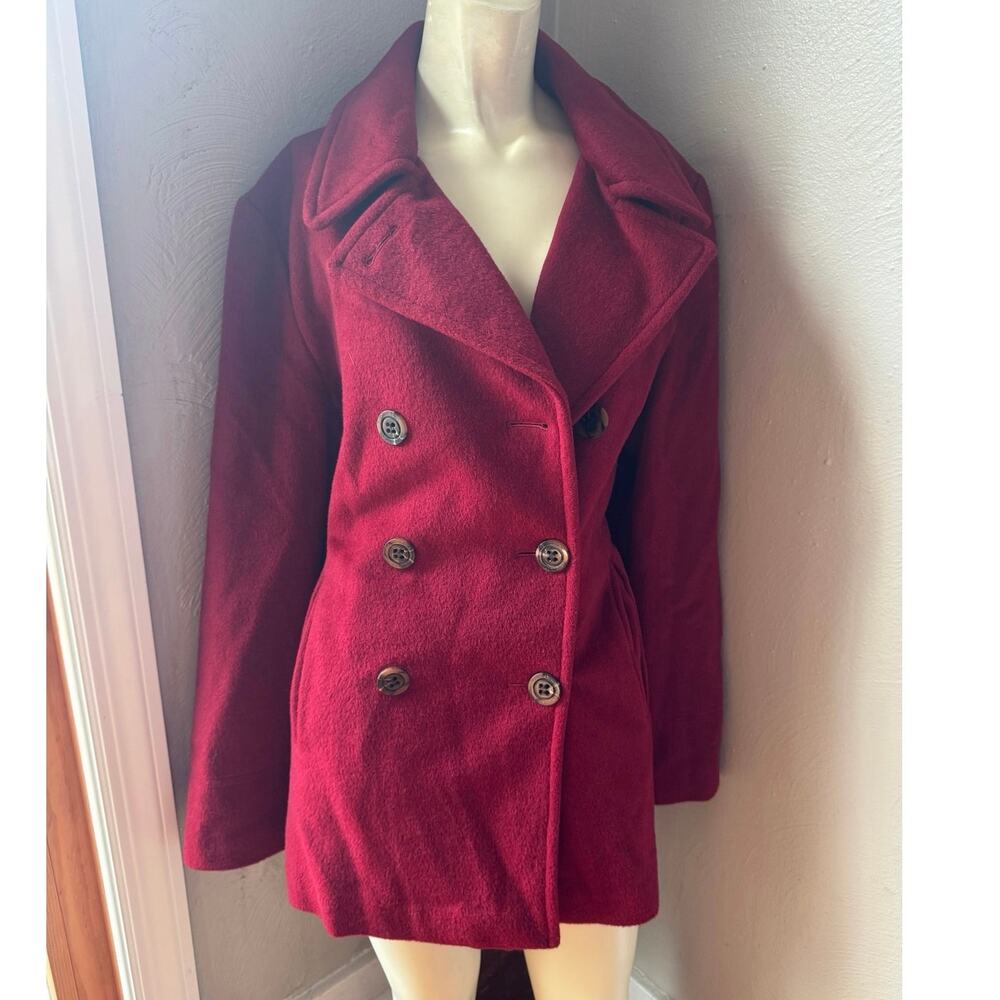 Calvin Klein Red Wool-Blend Peacoat.